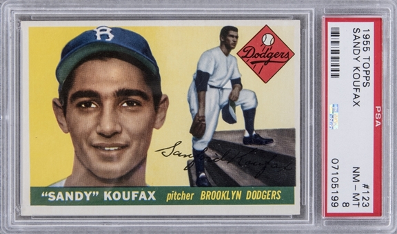 1955 Topps #123 Sandy Koufax Rookie Card – PSA NM-MT 8 